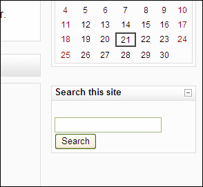 A search box block on a Moodle website