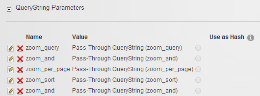 DNN Query string parameters screenshot